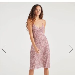 cheetah print, powder pink slip dress ( midi)